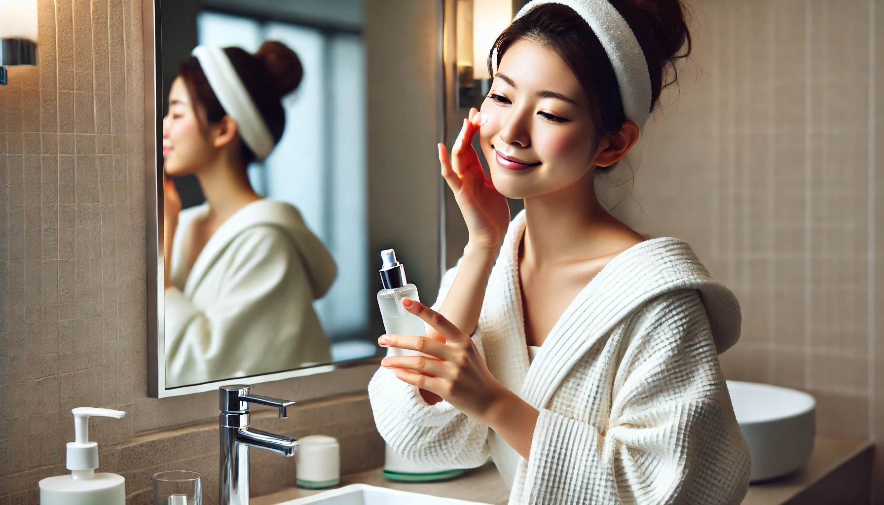 スキンケアをする女性