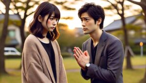 振った元カノと復縁したくて謝る男性