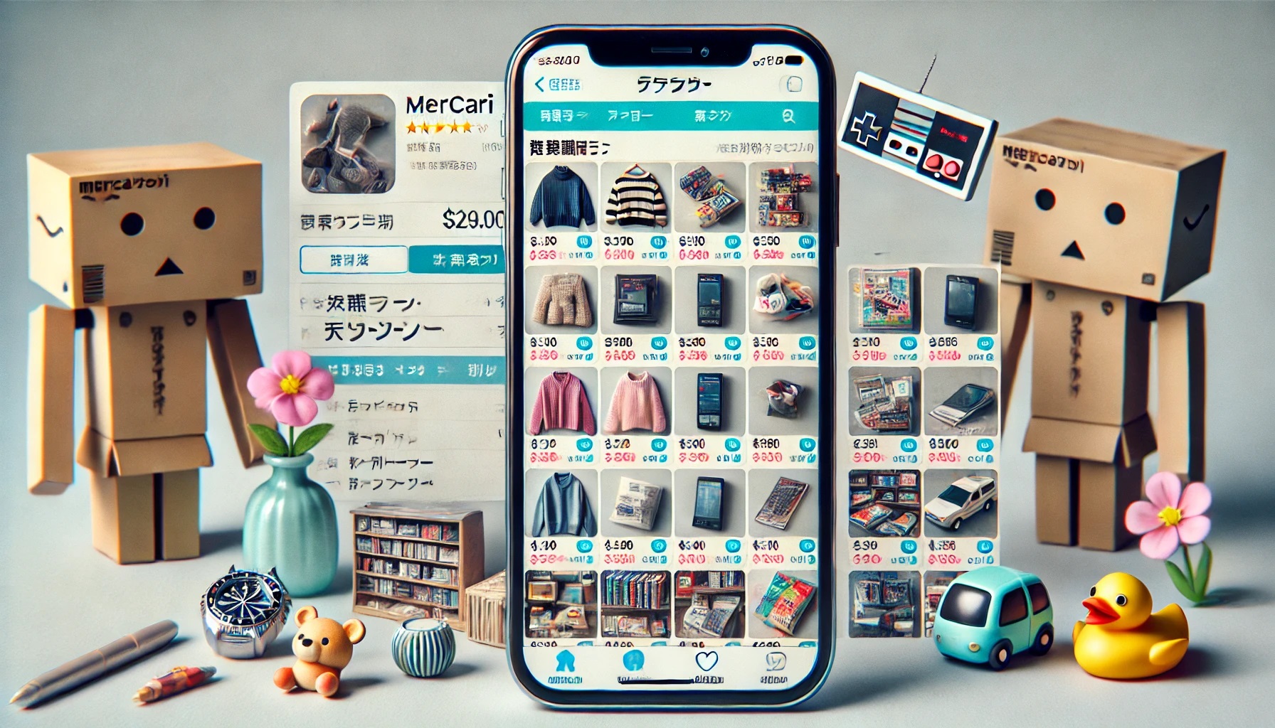 メルカリやヤフオク！などのフリマ、オークションサイトのスマホ画面