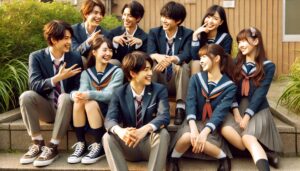 10代の檀上、高校生の仲良しグループ