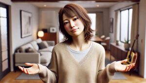どうする？お手上げポーズの女性