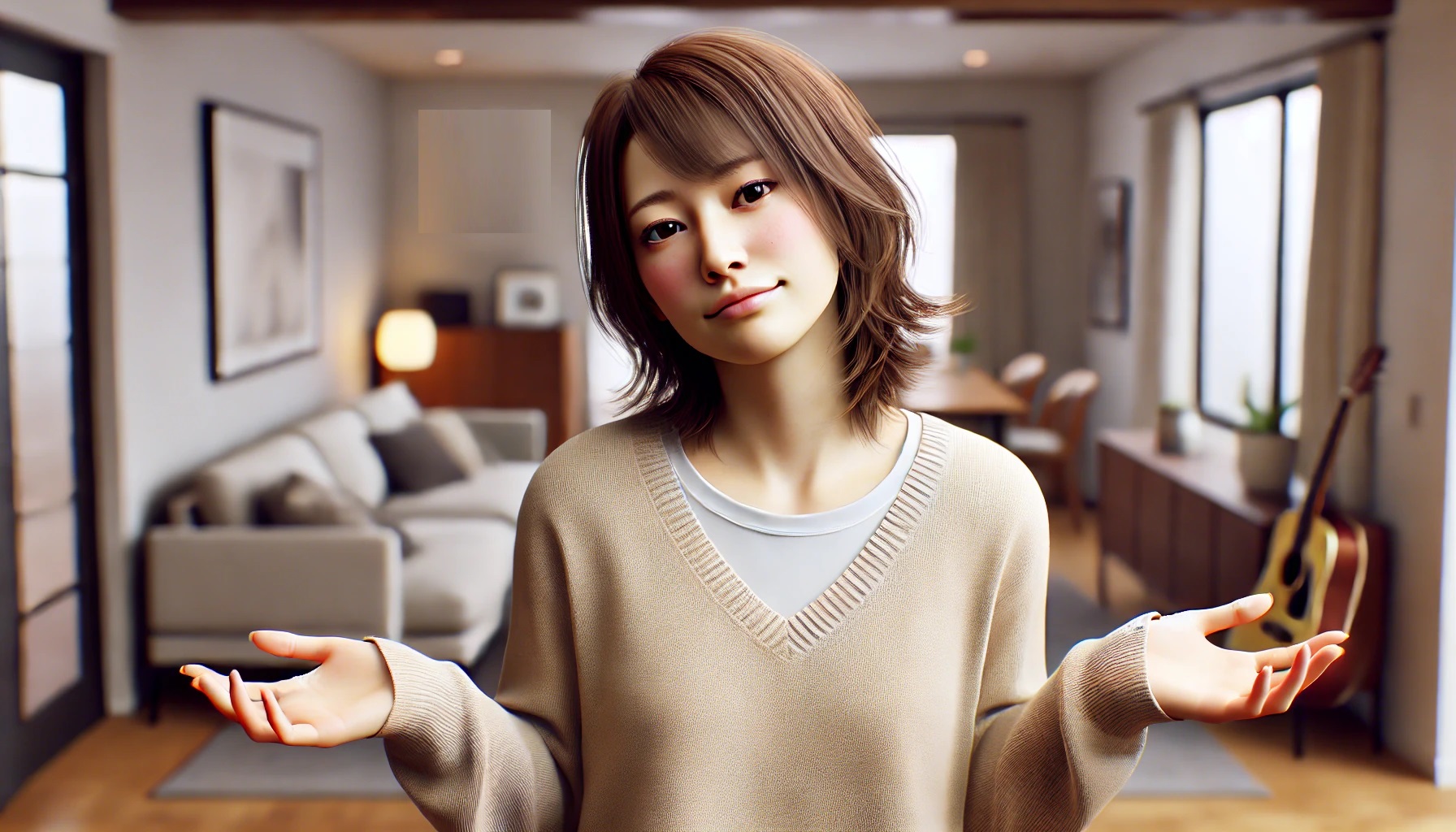 どうする？お手上げポーズの女性