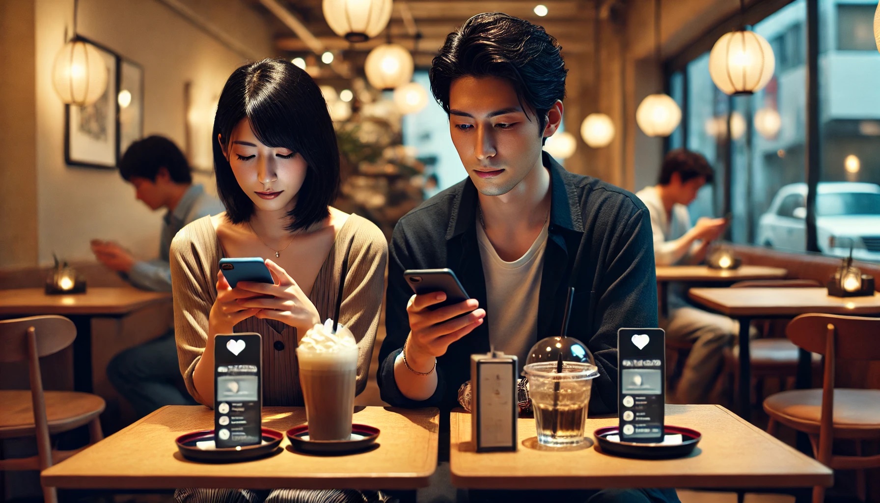 デート中なのにお互い無関心な雰囲気