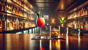 バーカウンターのカクテル
