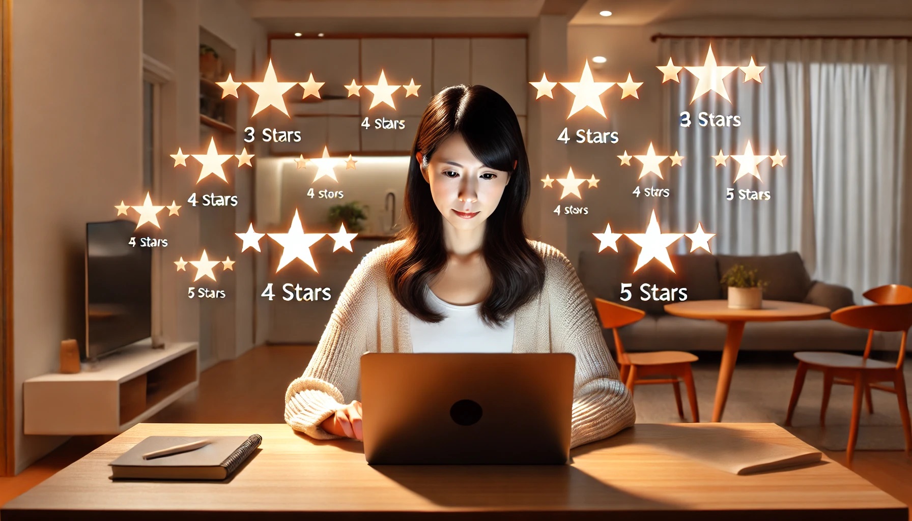 ネットで業者の口コミ評判を調べる女性