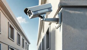 家の外壁に設置された防犯カメラ