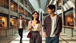 浮気する彼女を尾行する男性