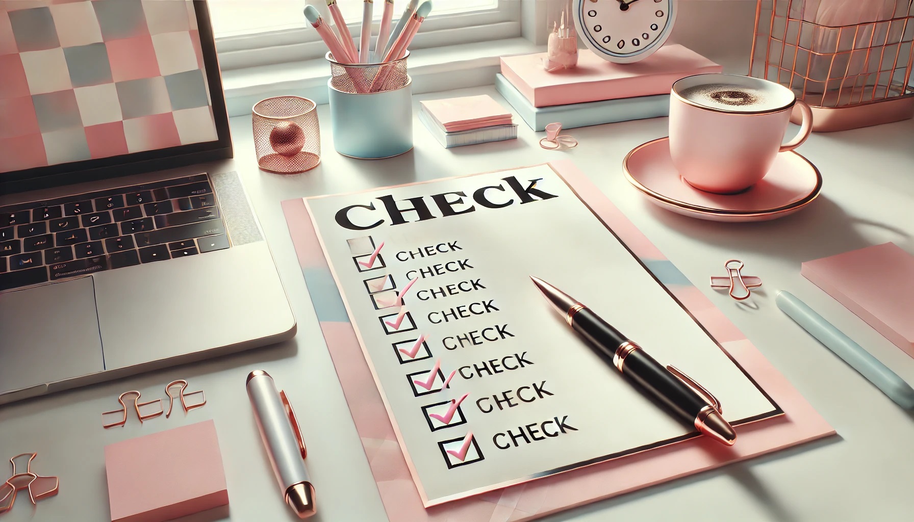 要点や注意事項が書かれたチェックリスト、ポイント