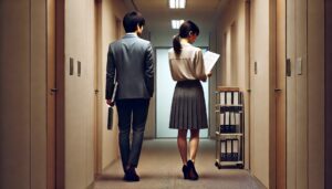 社内恋愛のカップル、オフィス内