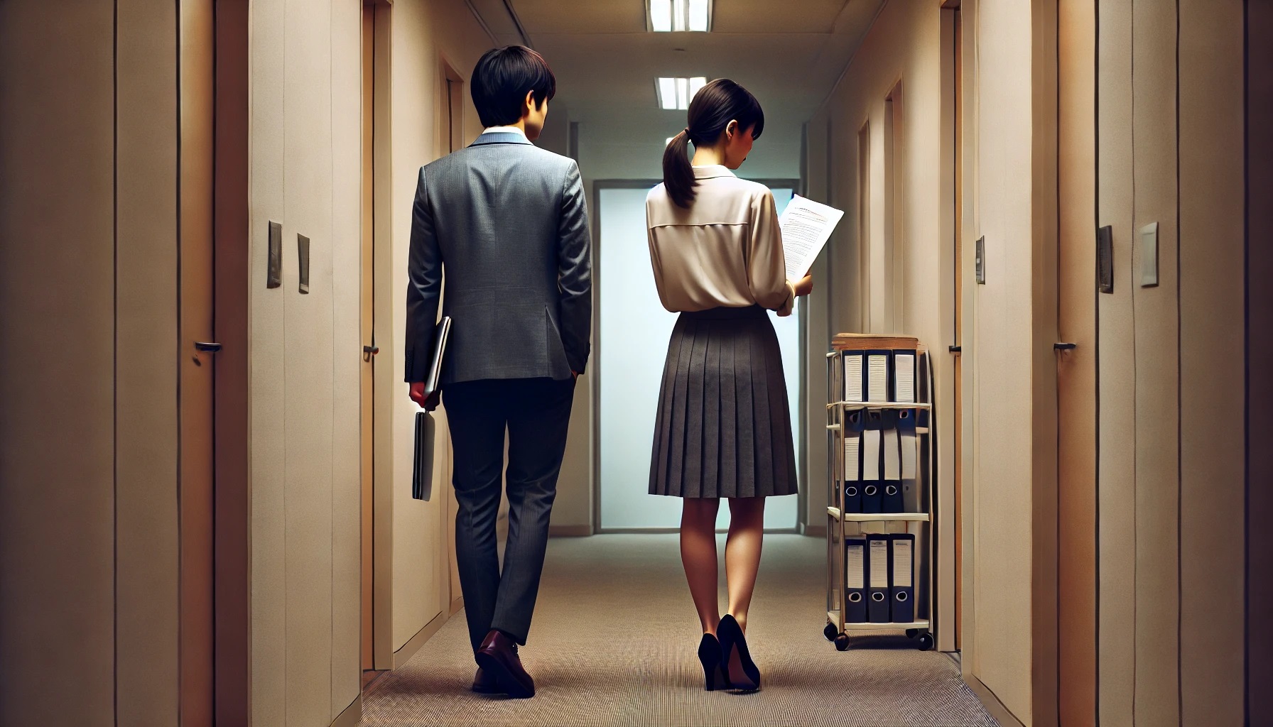 社内恋愛のカップル、オフィス内