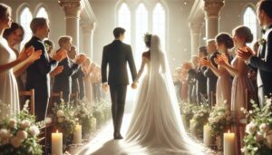 結婚式のカップル、夫婦