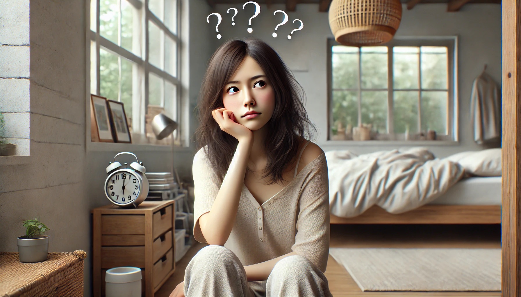 考え事をしている女性