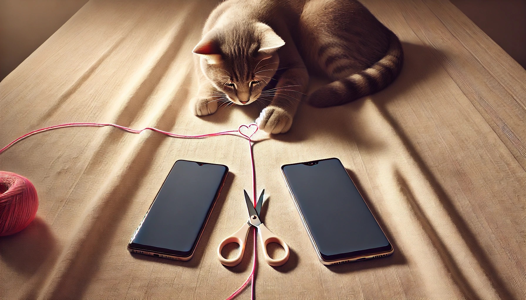 2台のスマホの間に境界線、音信不通