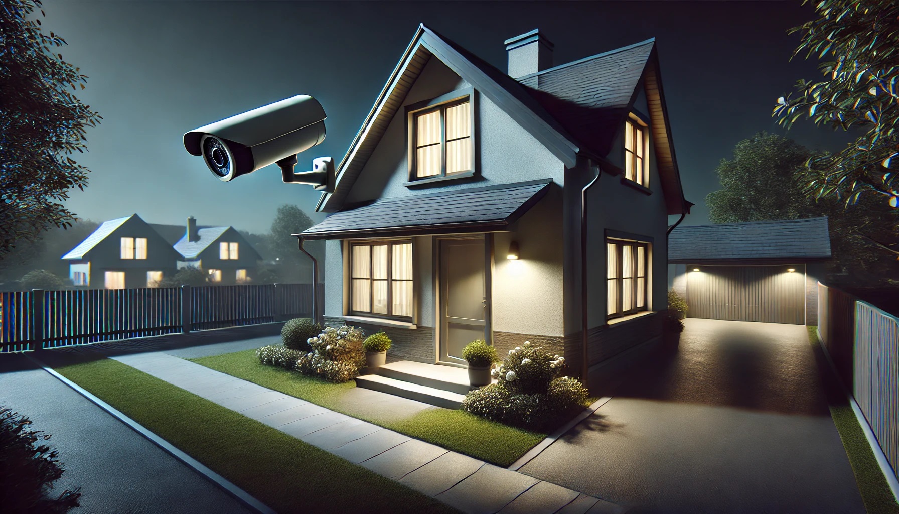 防犯カメラが設置された戸建ての家