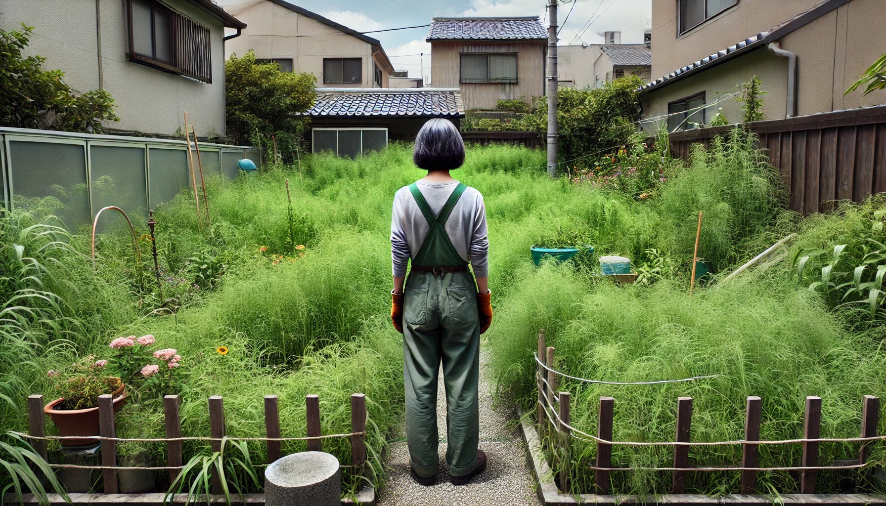 雑草が生い茂った庭