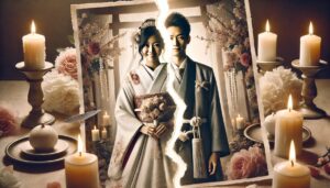離婚、破局、破れた結婚式の写真